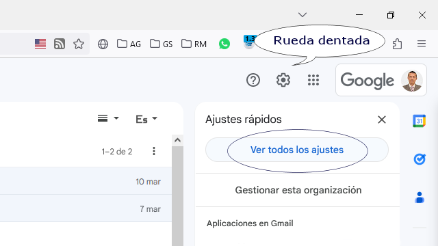 Todos los ajustes de gmail